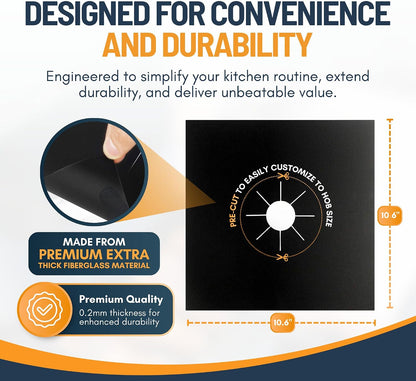 ♻️ Reusable Gas Stove Burner Liners – Cut-to-Fit Stove Protector Mats 1