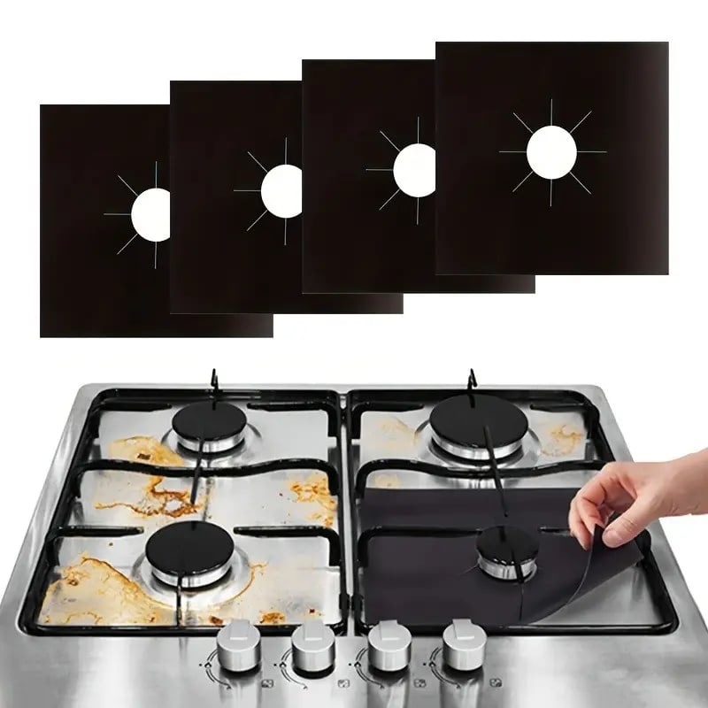 ♻️ Reusable Gas Stove Burner Liners – Cut-to-Fit Stove Protector Mats 1