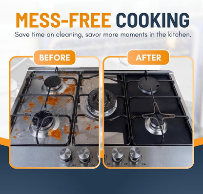 ♻️ Reusable Gas Stove Burner Liners – Cut-to-Fit Stove Protector Mats 1