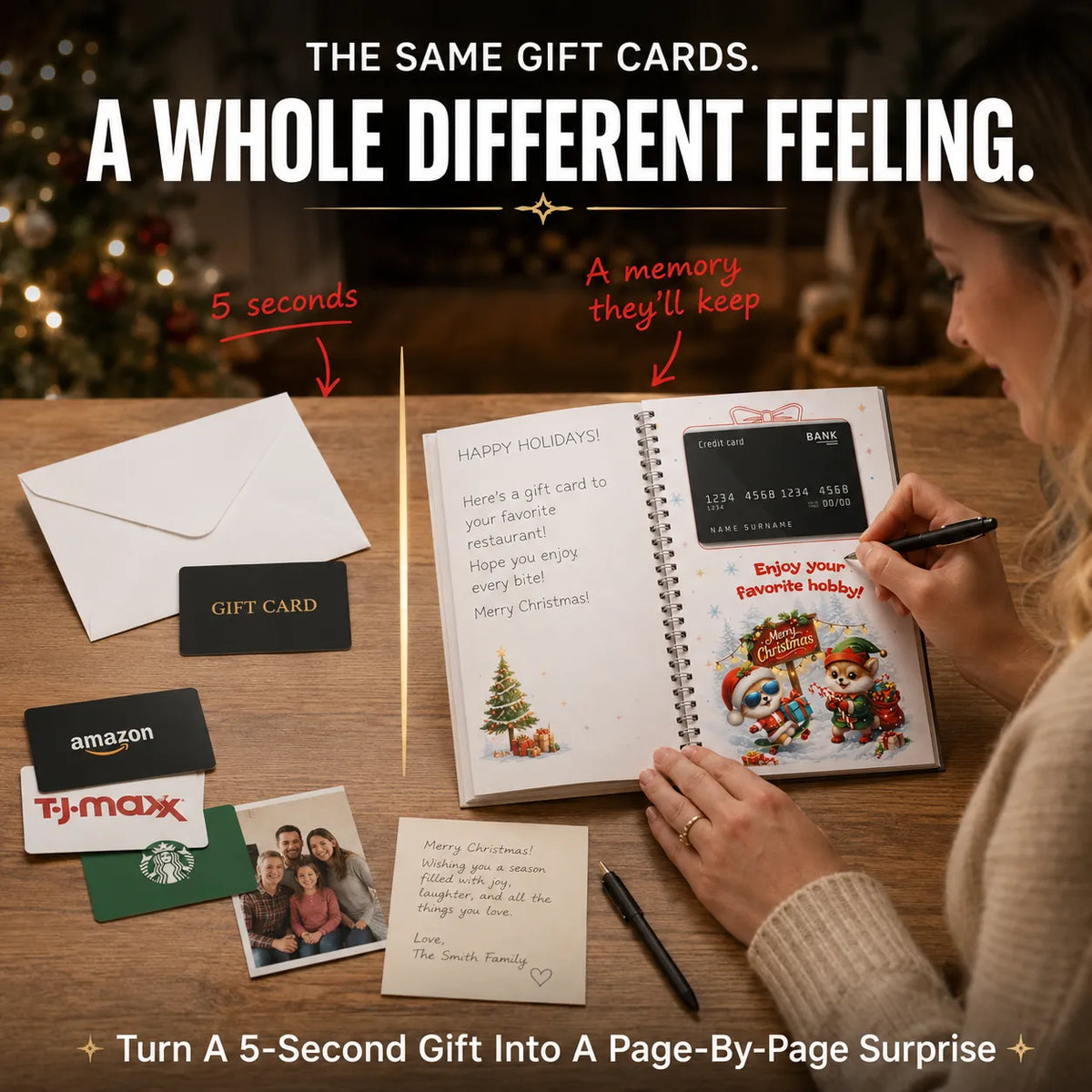 🎁 Don't Just Hand Over an Envelope! Turn Gift Cards into 12 Pages of Christmas Surprises! 🎄