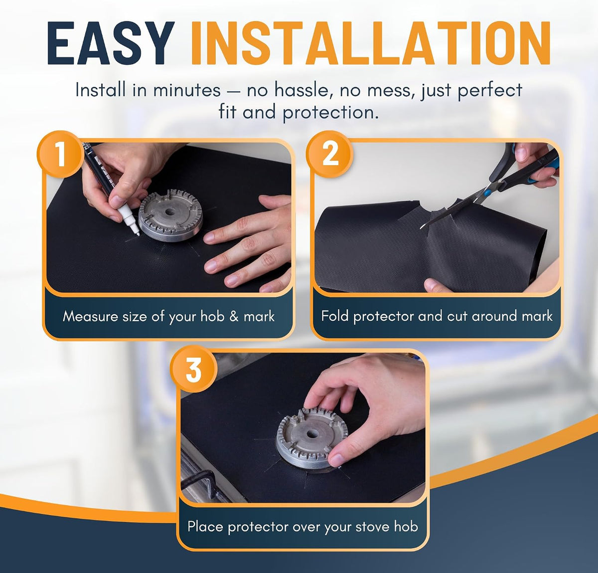 ♻️ Reusable Gas Stove Burner Liners – Cut-to-Fit Stove Protector Mats 1