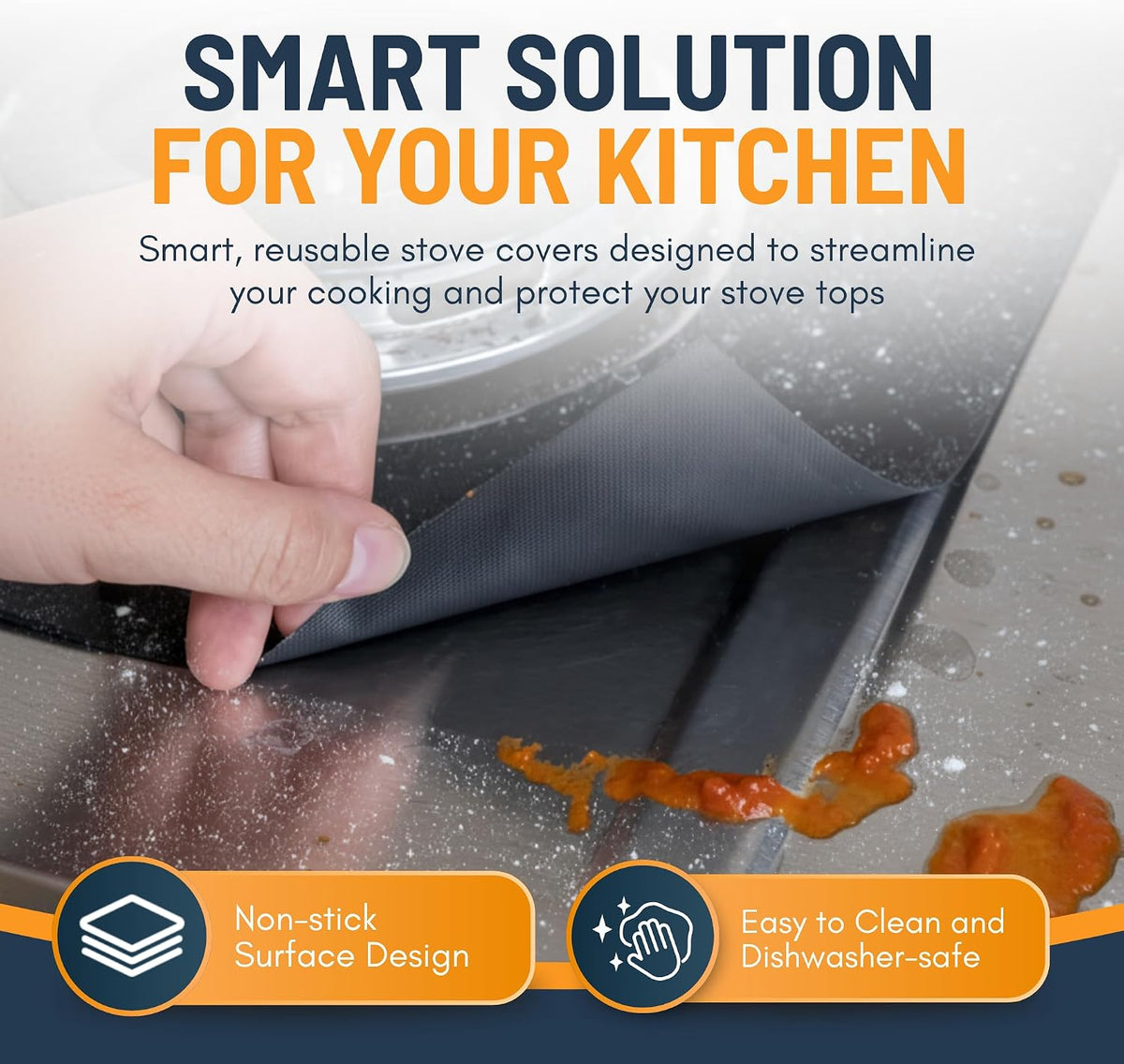 ♻️ Reusable Gas Stove Burner Liners – Cut-to-Fit Stove Protector Mats 1