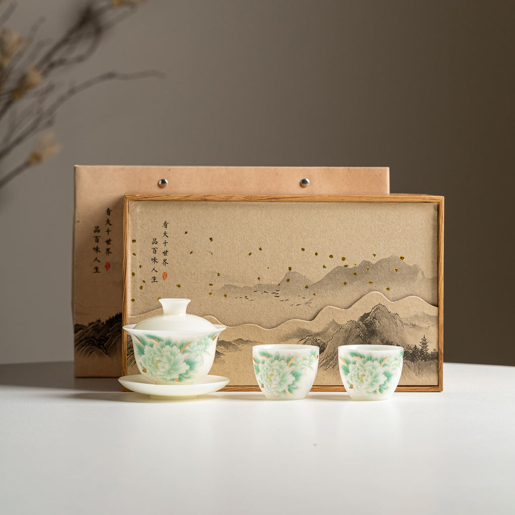 Auspicious Peony Porcelain Tea Set Main Image